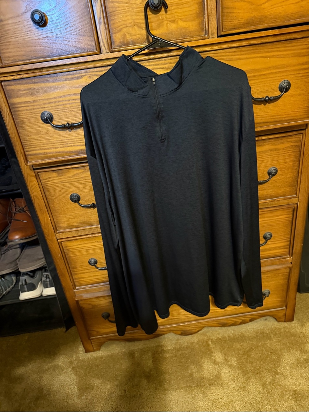 Essentials Men's Black Long-Sleeve Half-Zip Pullover